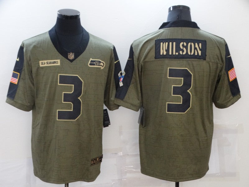 Men's Seattle Seahawks Russell Wilson Brown Player Game Jersey