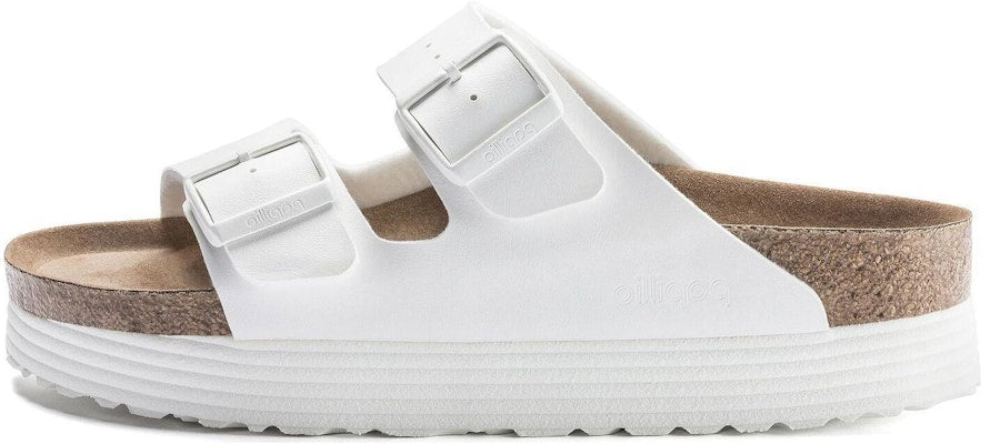 Birkenstock Arizona 1018581 Platform Vegan Birko-Flor Narrow Fit White Sandals