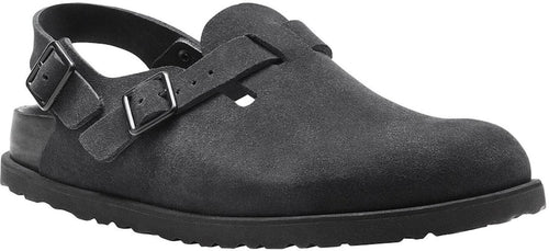 Birkenstock 1774 IV Tokio 1025897 Black Suede Leather Covered-Toe Slippers