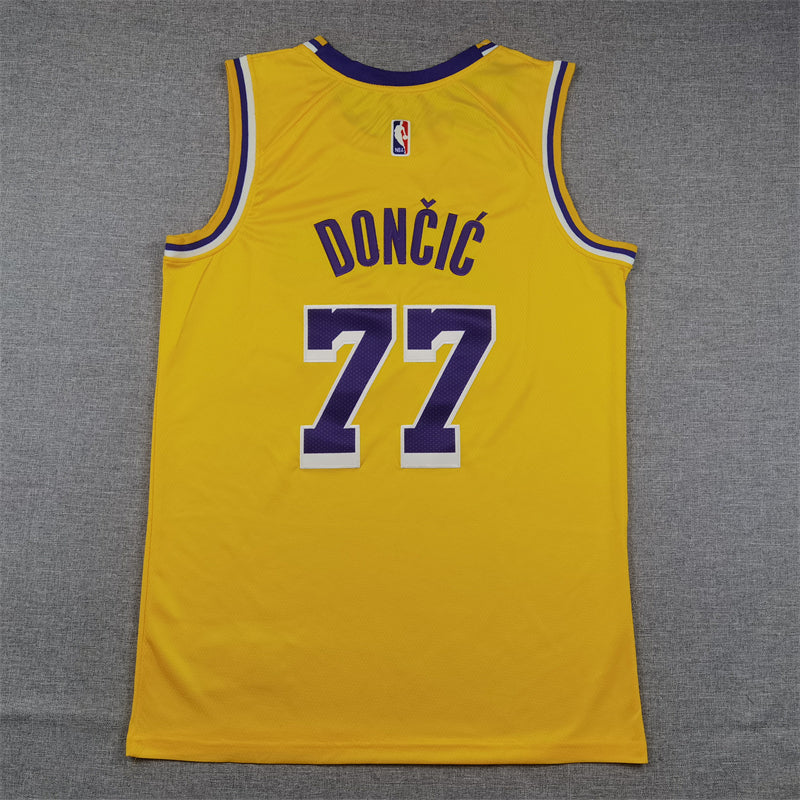 Men's Los Angeles Lakers Luka Doncic Gold Swingman Jersey - Icon Edition