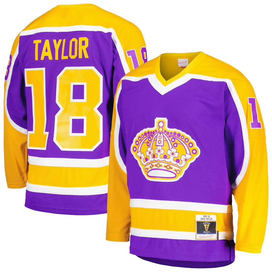 Men's Los Angeles Kings Dave Taylor Mitchell Ness Purple 1980/81 Blue Line Player Jersey
