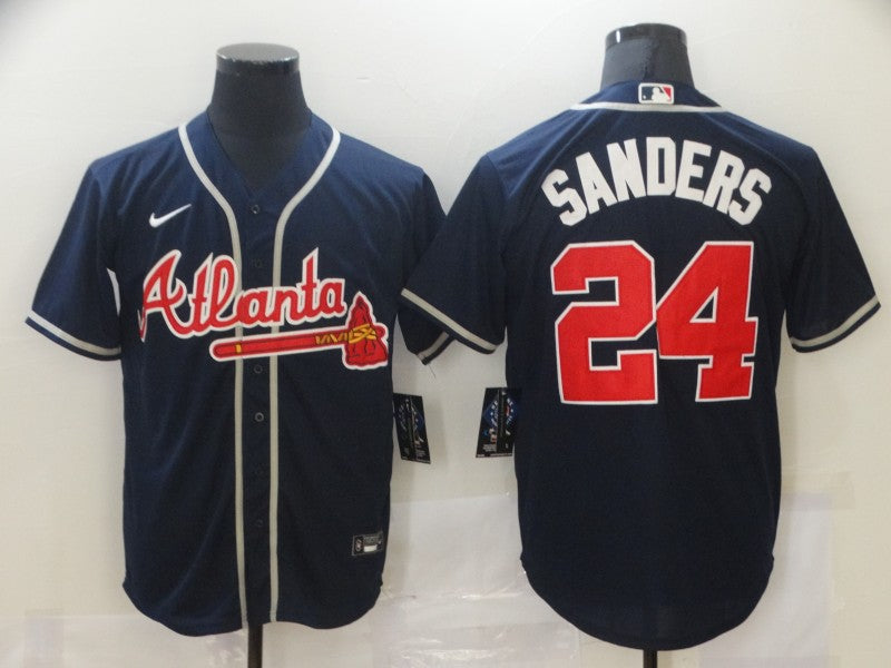 Men's Atlanta Braves Deion Sanders Navy Replica Player Jersey