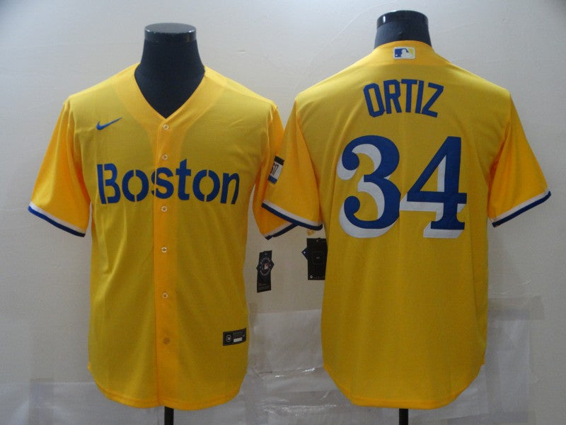 Men's Boston Red Sox David Ortiz Yellow Replica Baseball Jersey
