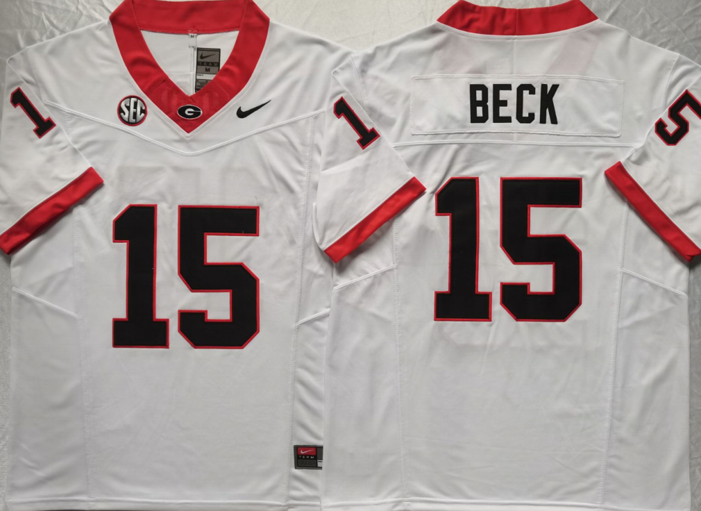 Men's Georgia Bulldogs Carson Beck White Game Jersey