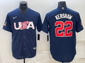 Men's 2023 World Baseball Classic Clayton Kershaw USA Navy Jersey