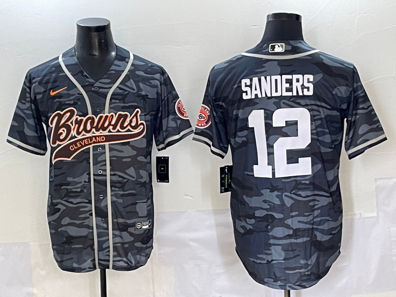 Men's Cleveland Browns Shedeur Sanders Gray Camouflage Game Jersey