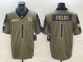 Men's Pittsburgh Steelers Justin Fields Olive 2021 Salute To Service Player Limited Jersey