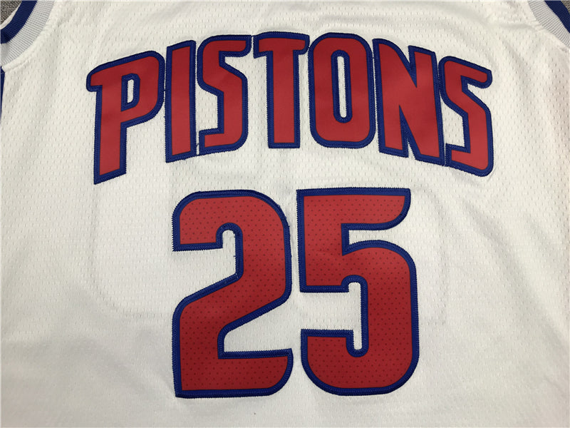 Men's Detroit Pistons Derrick Rose White 2021/22 Fast Break Replica Jersey