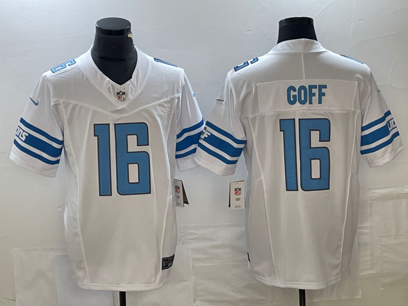 Men's Detroit Lions Jared Goff White Player Game Jersey