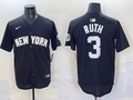Men's New York Yankees Babe Ruth Black Lights Out Replica Player Jersey