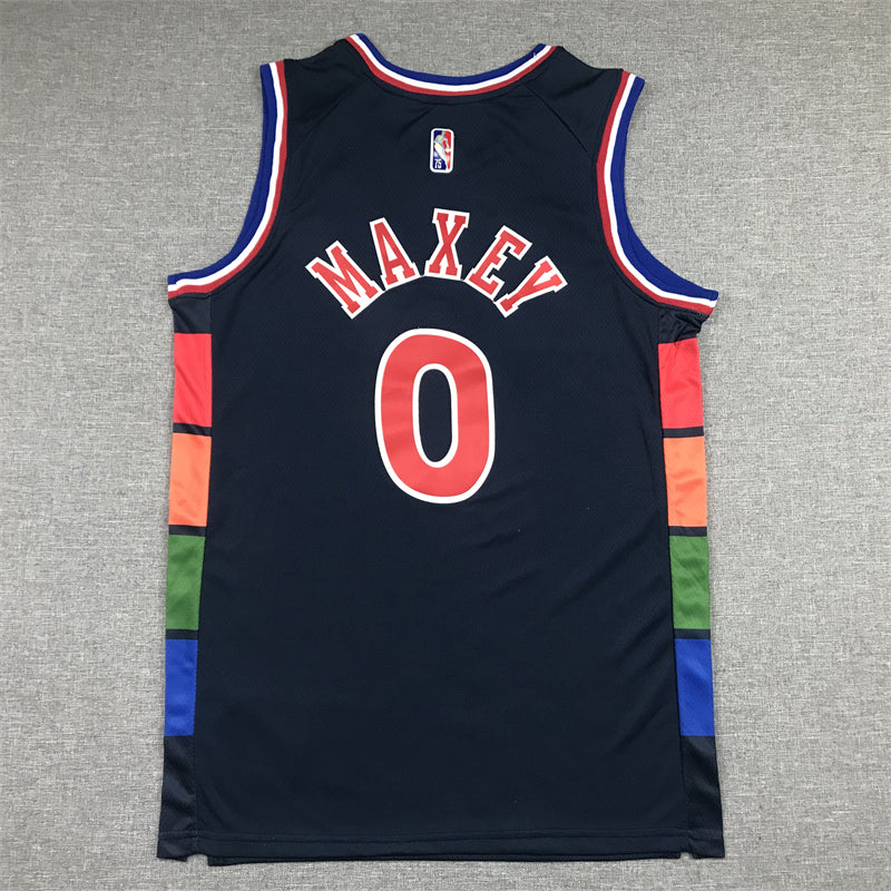 Men's Philadelphia 76ers Tyrese Maxey Navy 2021/22 Swingman Jersey City Edition