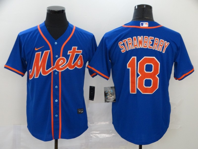 Men's New York Mets Darryl Strawberry Blue Replica Baseball Jersey