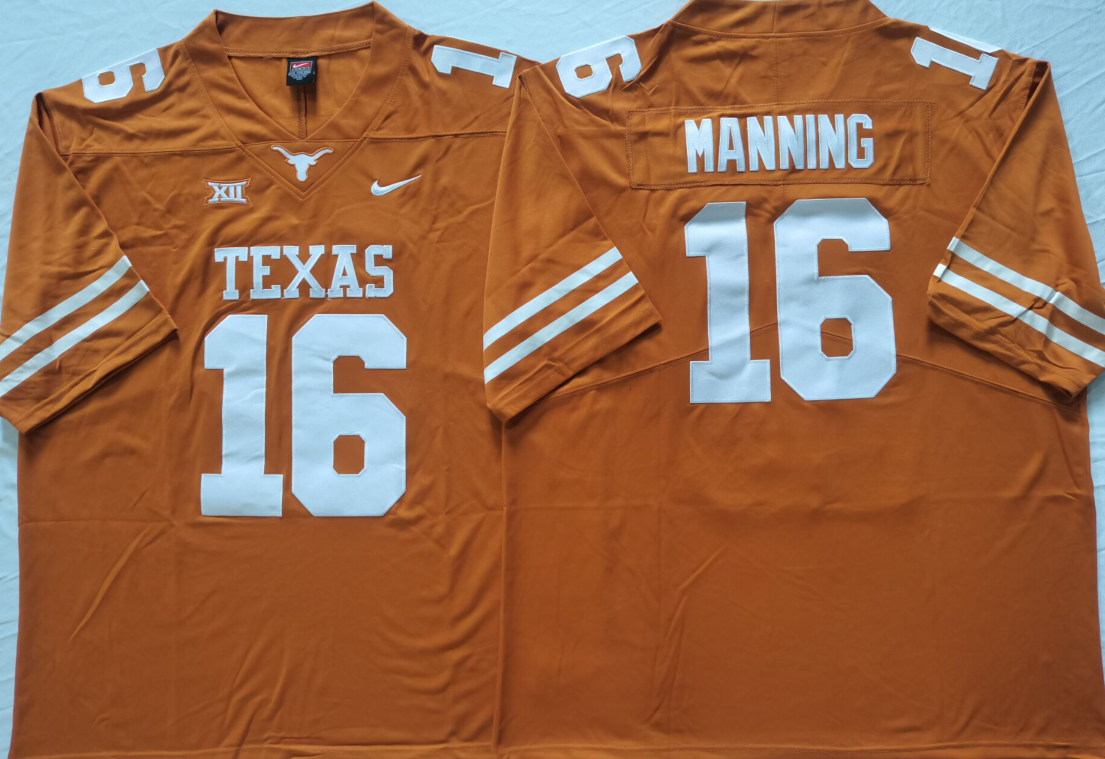 Men's Texas Longhorns Arch Manning Orange Replica Player Jersey