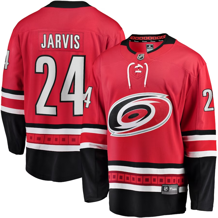 Men's Carolina Hurricanes Seth Jarvis Red Player Game Jersey