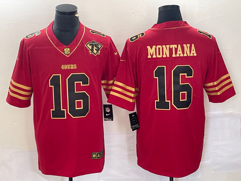 Men's San Francisco 49ers Joe Montana Scarlet Vapor F.U.S.E. Limited Jersey