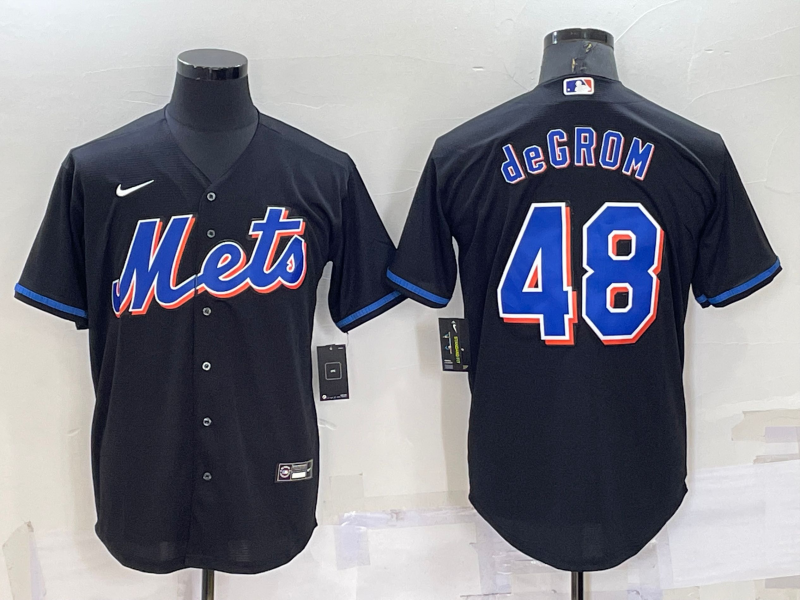 Men's New York Mets Jacob deGrom Black Replica Baseball Jersey