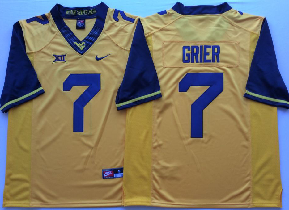 Men's West Virginia Mountaineers Will Grier Gold Player Game Jersey
