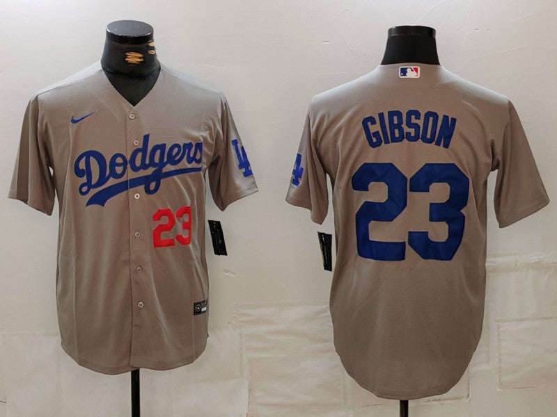 Men's Los Angeles Dodgers Kirk Gibson Gray Limited Player Jersey