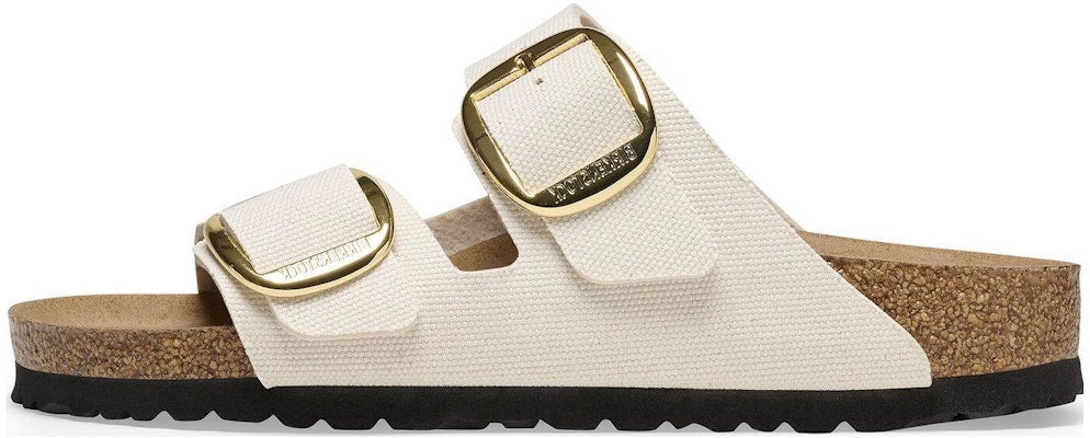 Birkenstock Arizona Big Buckle 1025563 Narrow Fit Vegan Canvas Eggshell White Slide Sandals