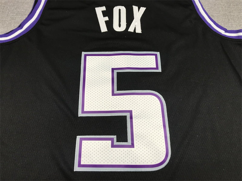 Men's Sacramento Kings De'Aaron Fox Black Fast Break Replica Jersey City Edition