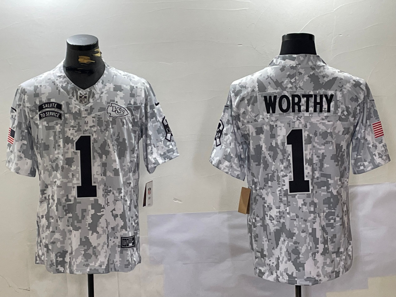 Men's Kansas City Chiefs Xavier Worthy Arctic Camo 2024 Salute to Service Limited Jersey