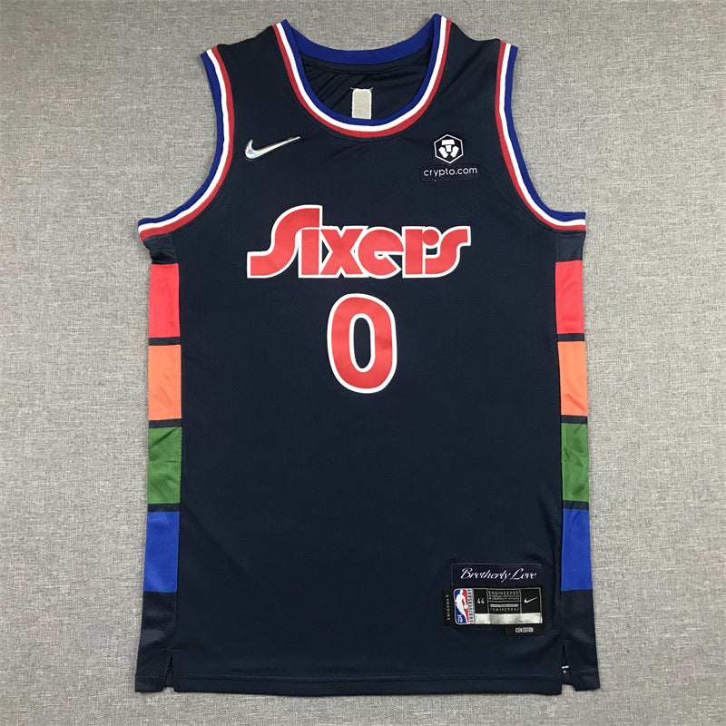 Men's Philadelphia 76ers Tyrese Maxey Navy 2021/22 Swingman Jersey City Edition
