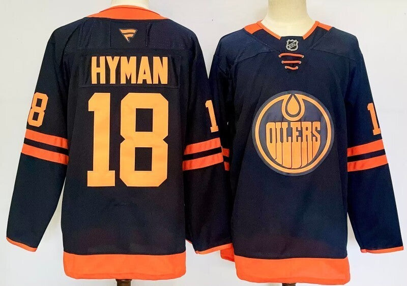 Men's Edmonton Oilers Zach Hyman Fanatics Navy Player Game Jersey
