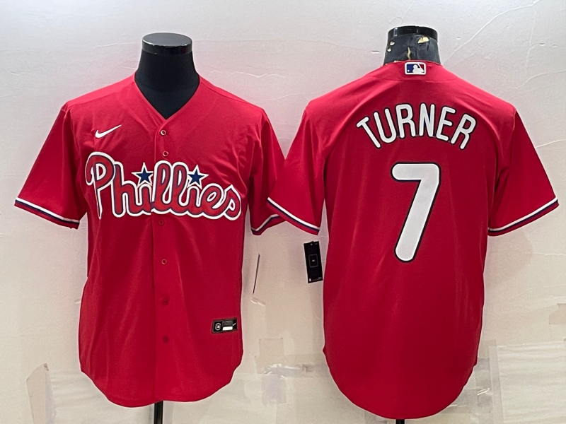 Men's Philadelphia Phillies Trea Turner Red Replica Player Jersey