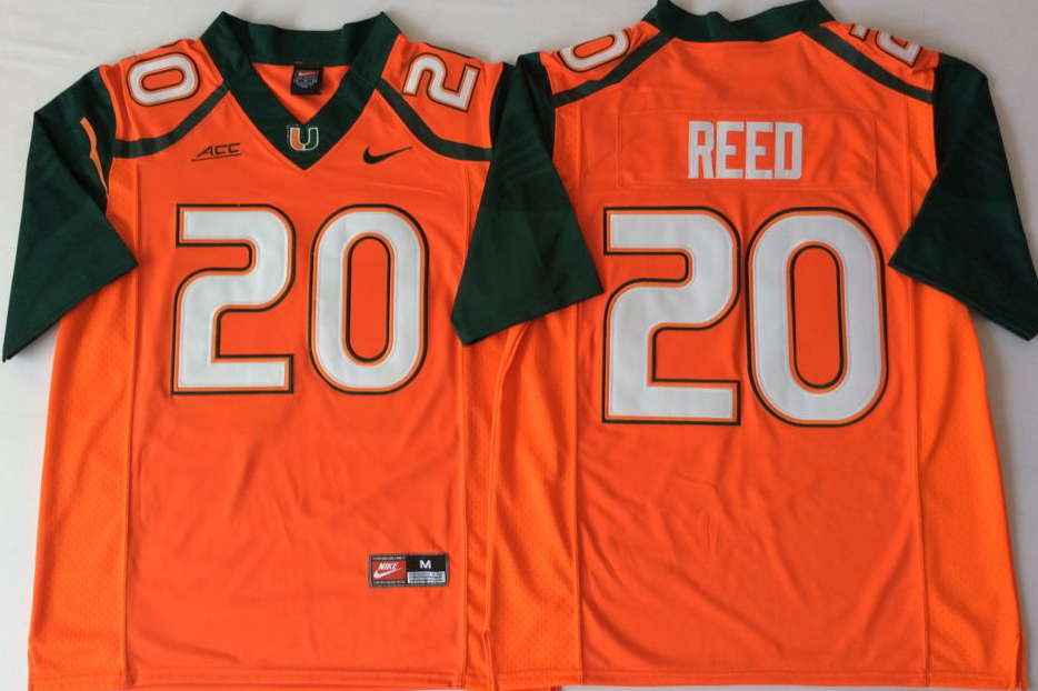 Men's Miami Hurricanes Ed Reed Oange Team Football game Jersey