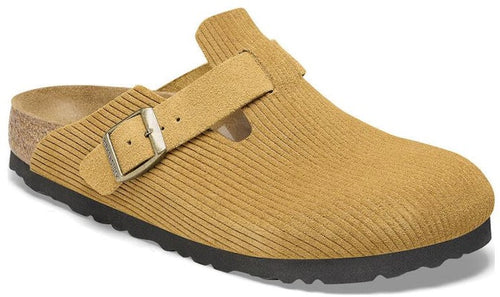 Birkenstock Boston Suede Embossed 1026183 Narrow Fit Cork Brown Covered-Toe Slippers