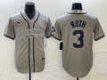 Men's New York Yankees Babe Ruth Gray Player Jersey Joint Edition