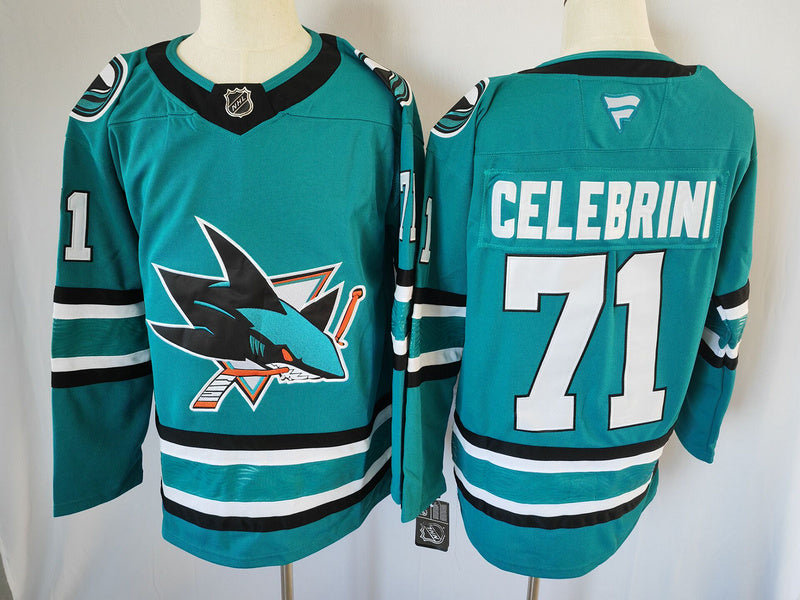 Men's San Jose Sharks Macklin Celebrini Green Player Game jersey