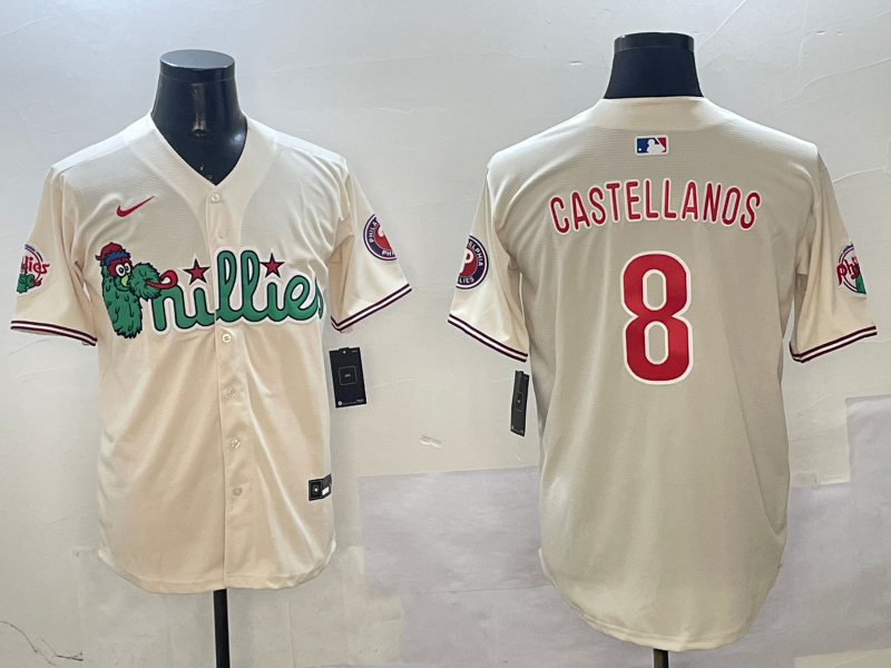 Men's Philadelphia Phillies Nick Castellanos Cream Replica Player Jersey