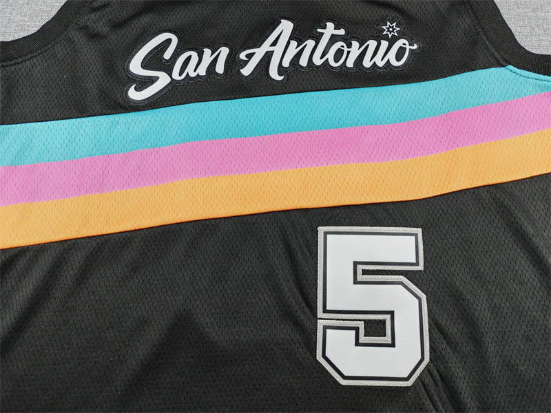 Men's San Antonio Spurs Stephon Castle Black 2025/26 Swingman Jersey - City Edition