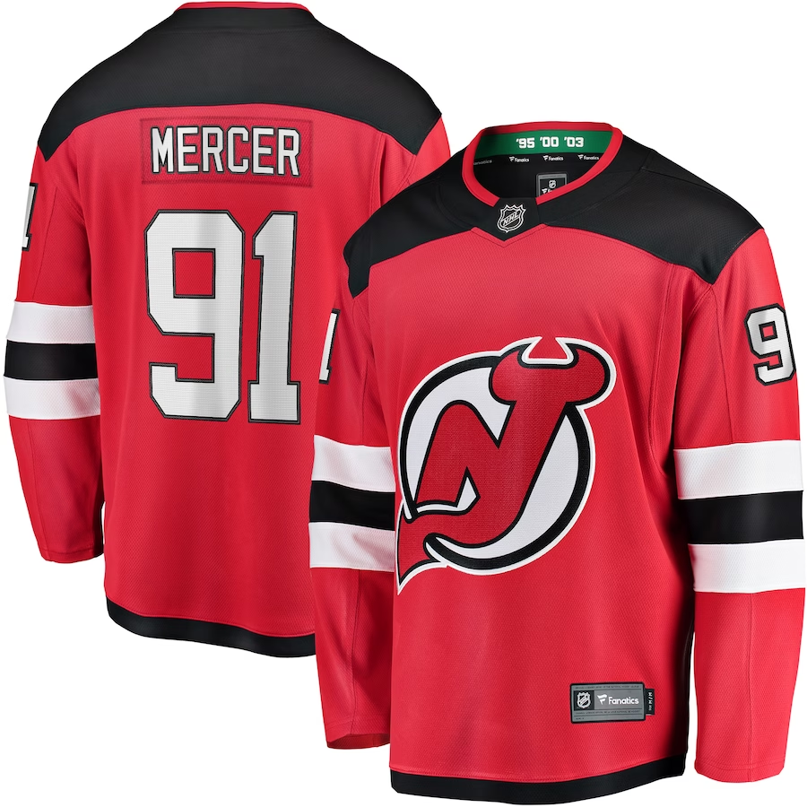 Men's New Jersey Devils Dawson Mercer Red Player Game Jersey