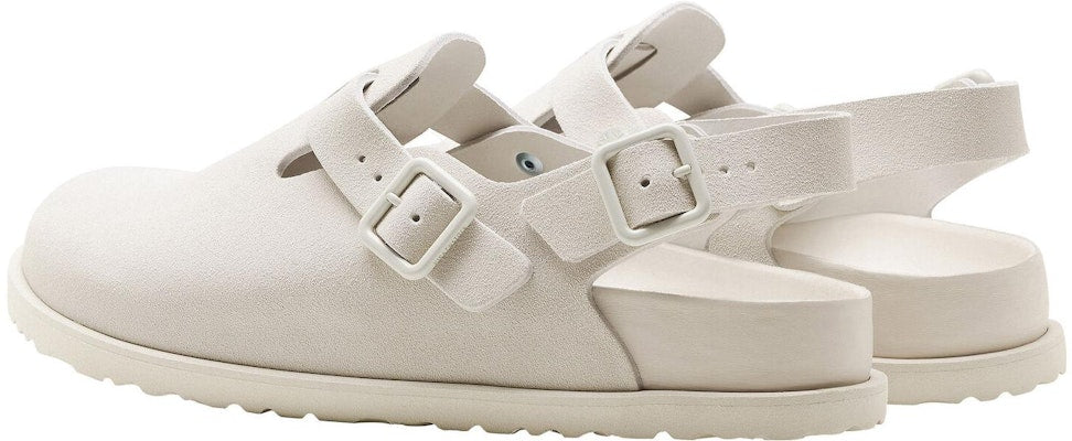 Birkenstock 1774 III Tokio 1025950 Suede Leather Bone White Covered-Toe Slippers