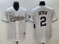 Men's New York Yankees Derek Jeter White Game Jersey Joint Edition