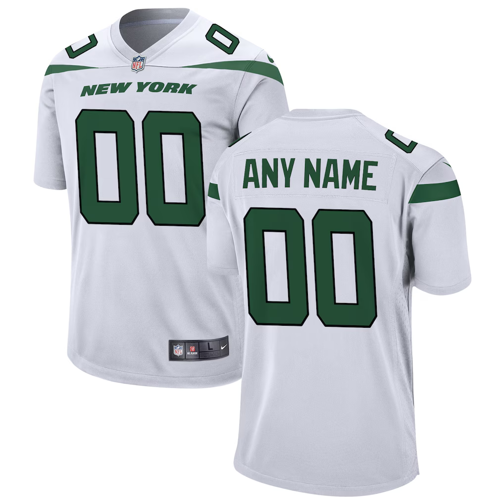 Men's New York Jets White Custom Game Jersey