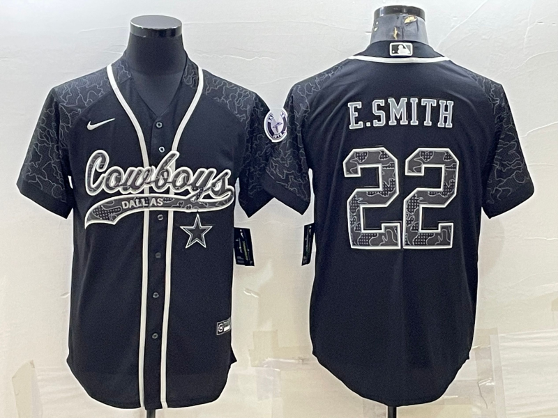 Men's Dallas Cowboys Emmitt Smith Black RFLCTV Limited Jersey Joint Edition