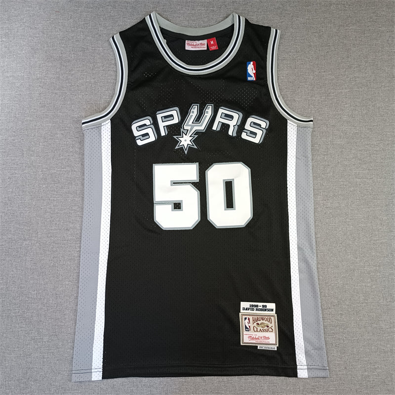 Men's San Antonio Spurs David Robinson Black Big & Tall Hardwood Classics Jersey