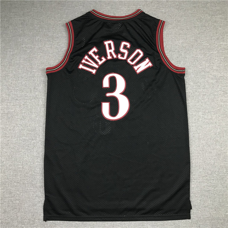 Men's Philadelphia 76ers Allen Iverson Black Throwback Swingman Jersey