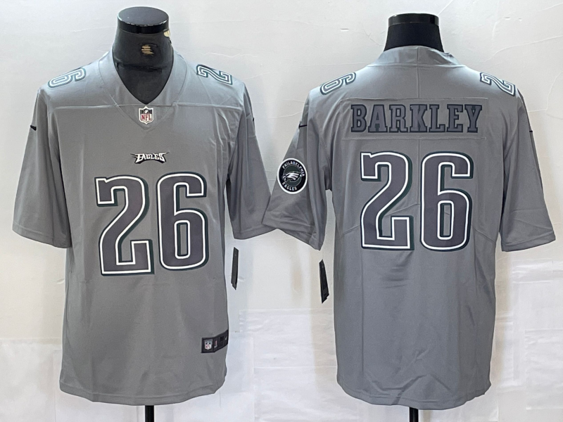Men's Philadelphia Eagles Saquon Barkley Gray Atmosphere Fashion Game Jersey