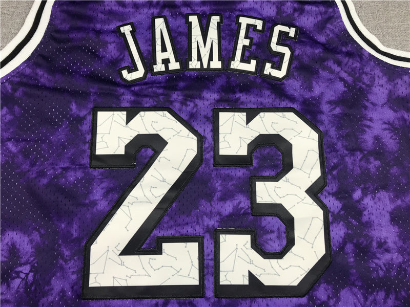 Men's Los Angeles Lakers LeBron James Purple Galaxy Swingman Jersey