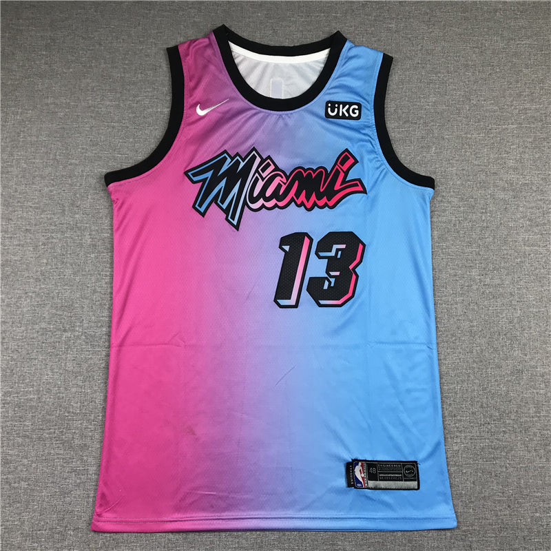 Men's Miami Heat Bam Adebayo Pink/Blue 2020/21 Swingman Jersey ¨C City Edition