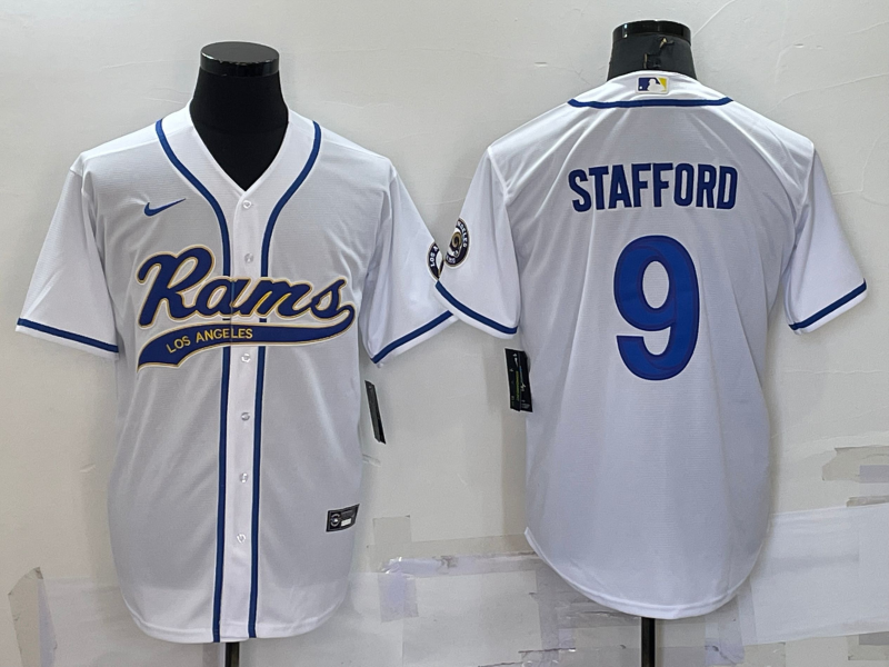 Men's Los Angeles Rams Matthew Stafford White Game Jersey Joint Edition