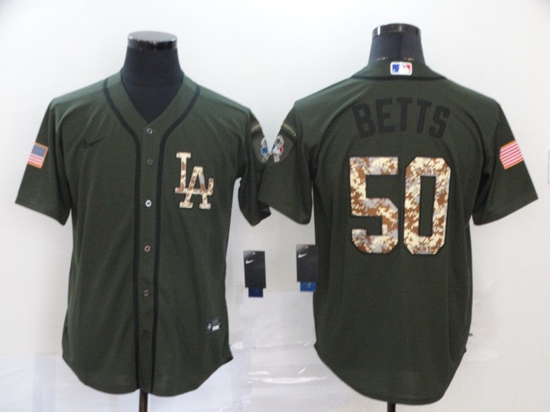Men's Los Angeles Dodgers Mookie Betts Army Green Player Jersey