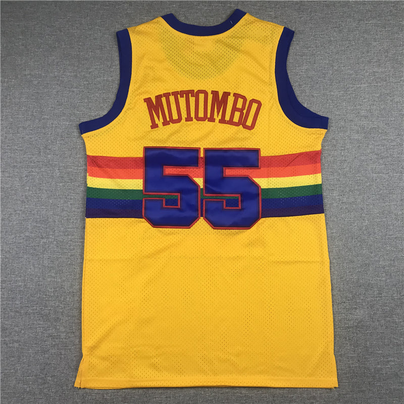 Men's Denver Nuggets Dikembe Mutombo 1991-92 Yellow Hardwood Classics Swingman Jersey