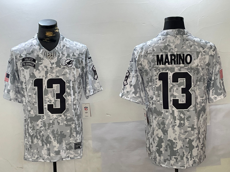 Men's Miami Dolphins Dan Marino Arctic Camo 2024 Salute to Service Retired Player Limited Jersey