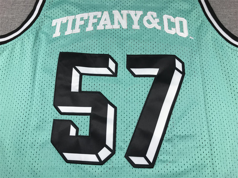 Men's Tiffany & Co #57 Mitchell & Ness Teal Basketball Jersey
