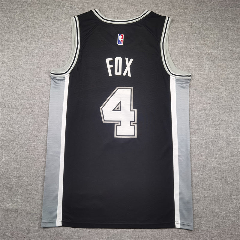 Men's San Antonio Spurs De'Aaron Fox Black Swingman Jersey - Icon Edition